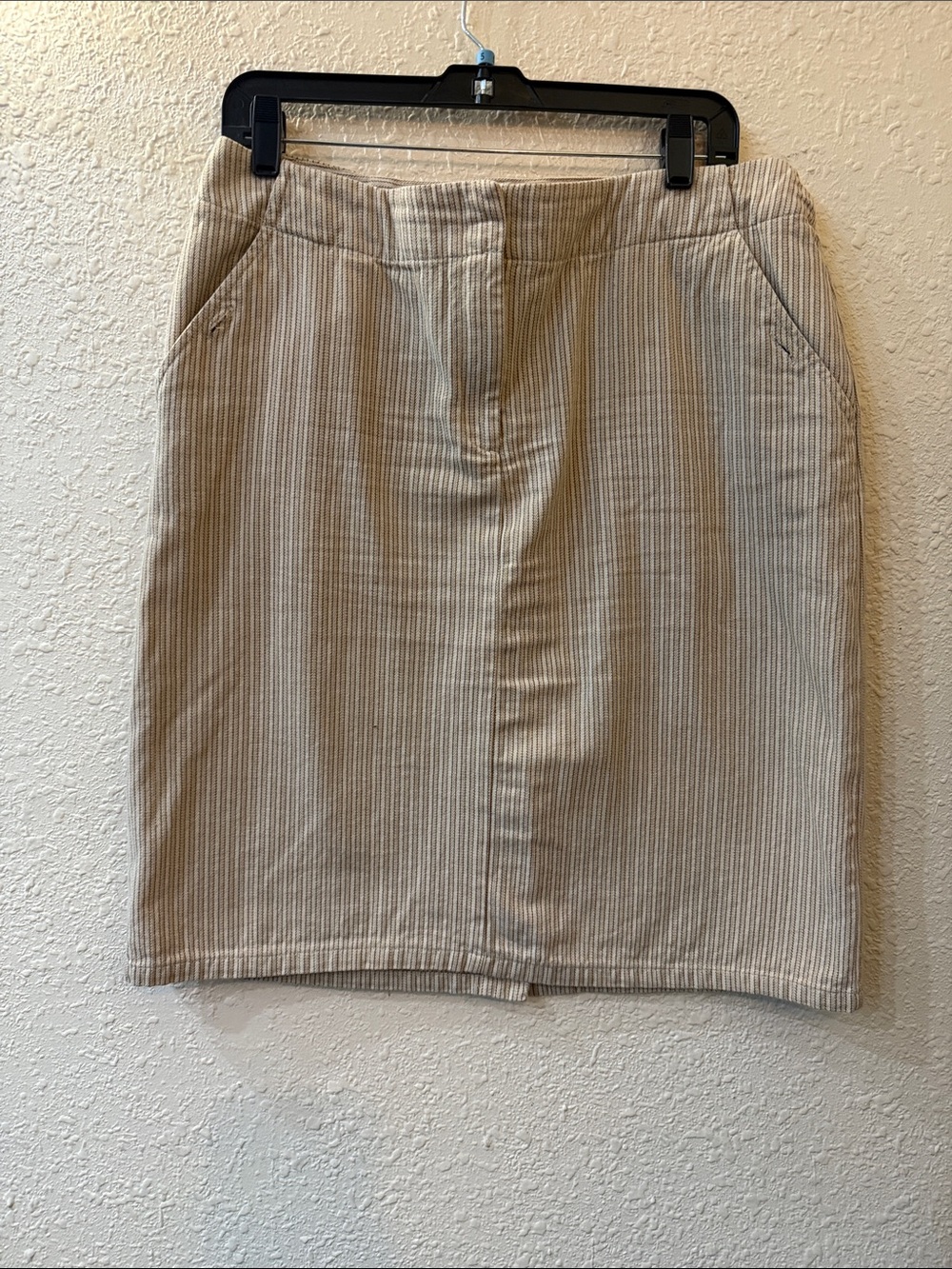 Christopher & Banks Beige Pinstripe Corduroy Pencil Skirt